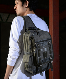 DEVICE デバイス Haze2 ミリタリー ムラ染め キャンバス メガ ボディバッグ ショルダーバッグ