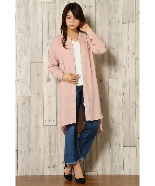 VENCEEXCHANGE（ヴァンスエクスチェンジ）の「ロングシャツブルゾン                   （シャツ/ブラウス・レディース・マスタード/ブラック/ダークグリーン/ピンク・MEDIUM）」の4枚目の写真