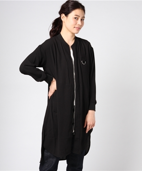 VENCEEXCHANGE（ヴァンスエクスチェンジ）の「ロングシャツブルゾン                   （シャツ/ブラウス・レディース・マスタード/ブラック/ダークグリーン/ピンク・MEDIUM）」の10枚目の写真