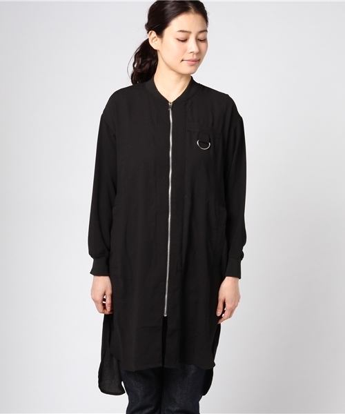 VENCEEXCHANGE（ヴァンスエクスチェンジ）の「ロングシャツブルゾン                   （シャツ/ブラウス・レディース・マスタード/ブラック/ダークグリーン/ピンク・MEDIUM）」の5枚目の写真