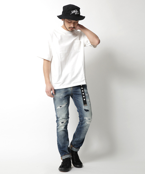 Rocky Monroe(ロッキーモンロー)の「ビッグシルエット抗菌防臭素材Tシャツ(Tシャツ/カットソー・メンズ・ブラック/カーキ/ネイビー/グレー/ホワイト/キャメル・L/LL/M)」の7枚目の写真
