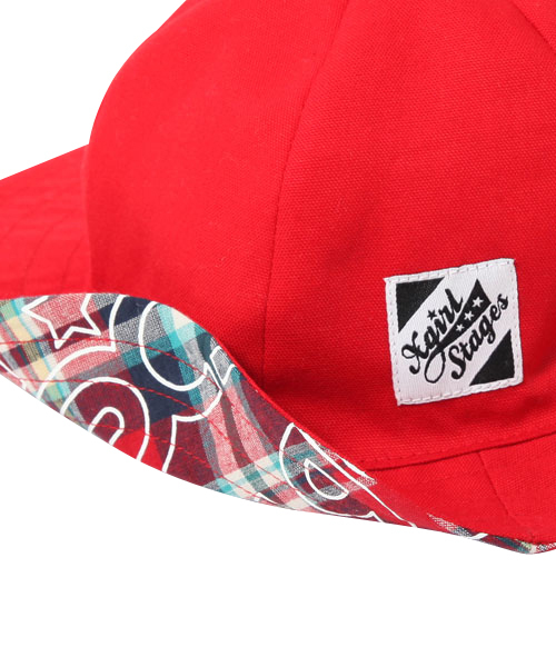 X-girl Stages（エックスガールステージス）の「PLAID  REVERSIBLE  HAT（ハット・キッズ・ネイビー/レッド・X-SMALL/SMALL/MEDIUM）」の4枚目の写真