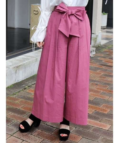 dazzlin（ダズリン）の「カラーワイドパンツ（その他パンツ・レディース・ベビーピンク/ベージュ/ピンク/ブラウン/ネイビー・MEDIUM/SMALL）」の4枚目の写真
