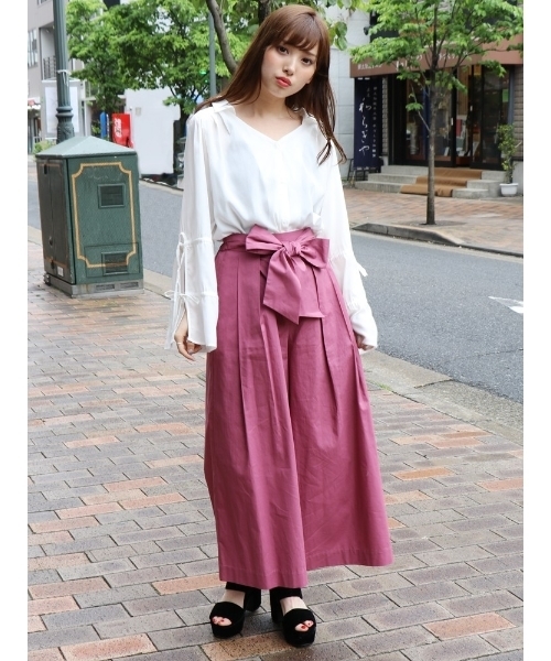 dazzlin（ダズリン）の「カラーワイドパンツ（その他パンツ・レディース・ベビーピンク/ベージュ/ピンク/ブラウン/ネイビー・MEDIUM/SMALL）」の6枚目の写真