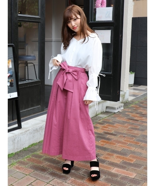 dazzlin（ダズリン）の「カラーワイドパンツ（その他パンツ・レディース・ベビーピンク/ベージュ/ピンク/ブラウン/ネイビー・MEDIUM/SMALL）」の9枚目の写真