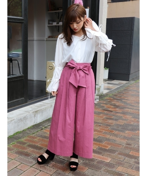 dazzlin（ダズリン）の「カラーワイドパンツ（その他パンツ・レディース・ベビーピンク/ベージュ/ピンク/ブラウン/ネイビー・MEDIUM/SMALL）」の10枚目の写真