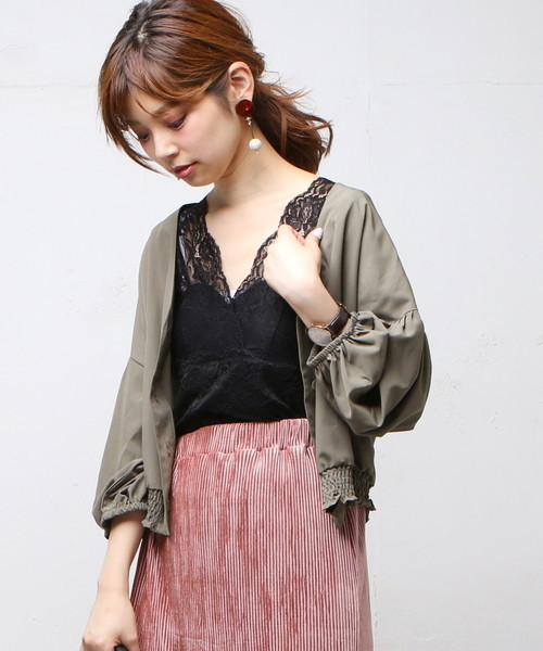 natural couture(ナチュラルクチュール)の「レースカップ付フレンチスリーブ(Tシャツ/カットソー・レディース・アイボリー/ブラック/ピンクベージュ/ボルドー・FREE)」の6枚目の写真