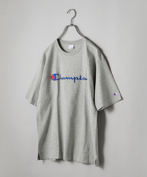 Champion（チャンピオン）の「SHIPS JET BLUE×Champion: 別注 ヘビーウエイト リラックス 刺繍ロゴTシャツ（Tシャツ/カットソー・メンズ・グレー/ネイビー/ライトブルー/ホワイト/ブラック/アクア/コバルトブルー/ピンク・LARGE/MEDIUM/SMALL）」の3枚目の写真