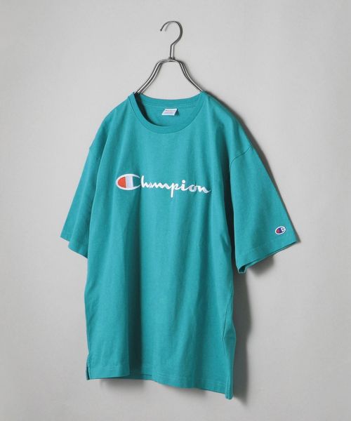 Champion（チャンピオン）の「SHIPS JET BLUE×Champion: 別注 ヘビーウエイト リラックス 刺繍ロゴTシャツ（Tシャツ/カットソー・メンズ・グレー/ネイビー/ライトブルー/ホワイト/ブラック/アクア/コバルトブルー/ピンク・LARGE/MEDIUM/SMALL）」の7枚目の写真
