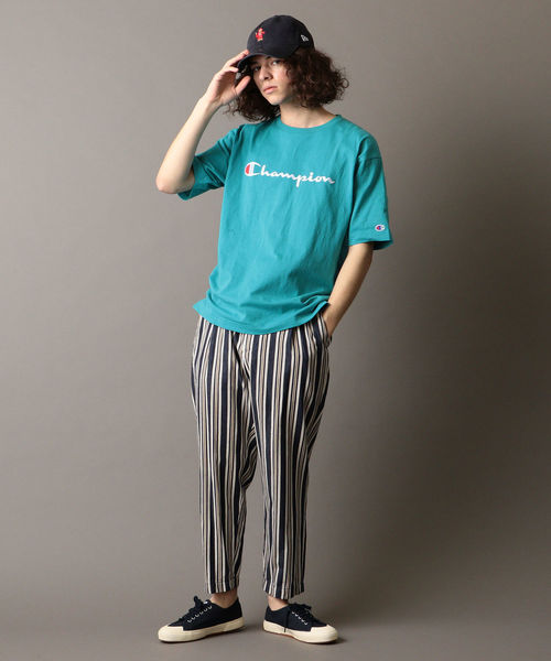 Champion（チャンピオン）の「SHIPS JET BLUE×Champion: 別注 ヘビーウエイト リラックス 刺繍ロゴTシャツ（Tシャツ/カットソー・メンズ・グレー/ネイビー/ライトブルー/ホワイト/ブラック/アクア/コバルトブルー/ピンク・LARGE/MEDIUM/SMALL）」の9枚目の写真