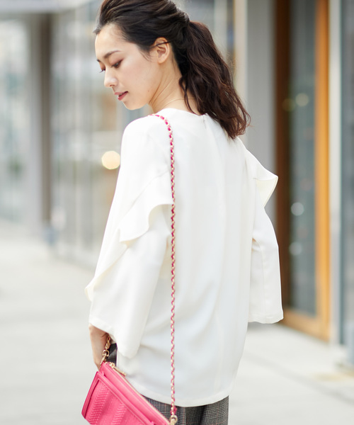 RIVE DROITE（リヴドロワ）の「フリルスリーブブラウス（シャツ/ブラウス・レディース・ホワイト/ミント/ネイビー・FREE）」の7枚目の写真