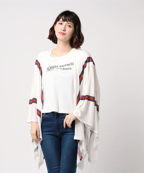 VENCEEXCHANGE(ヴァンスエクスチェンジ)の「ラインカーデアンサンブル (カーディガン/ボレロ・レディース・ブラック/オフホワイト/スカイブルー・L/M)」の3枚目の写真