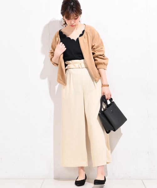 natural couture（ナチュラルクチュール）の「テレコスカラップ2WAYプルオーバー（Tシャツ/カットソー・レディース・ブラック/パープル/レッド/アイボリー/ネイビー・FREE）」の11枚目の写真