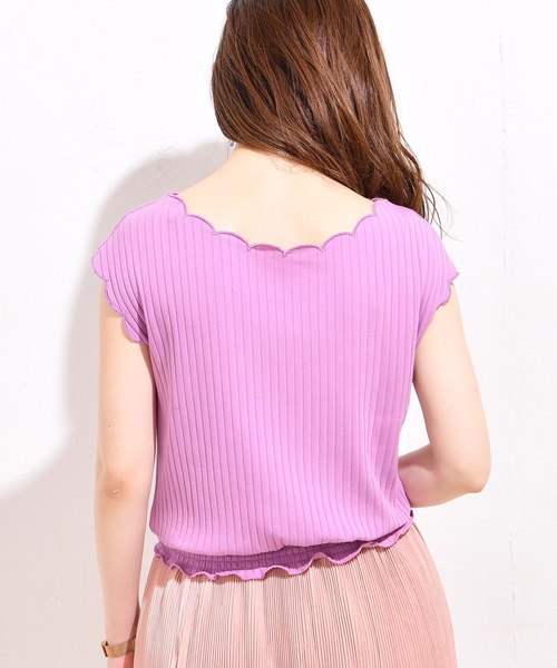 natural couture（ナチュラルクチュール）の「テレコスカラップ2WAYプルオーバー（Tシャツ/カットソー・レディース・ブラック/パープル/レッド/アイボリー/ネイビー・FREE）」の14枚目の写真