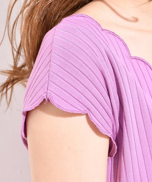 natural couture（ナチュラルクチュール）の「テレコスカラップ2WAYプルオーバー（Tシャツ/カットソー・レディース・ブラック/パープル/レッド/アイボリー/ネイビー・FREE）」の8枚目の写真