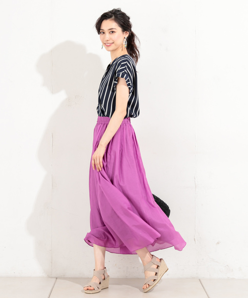 RIVE DROITE（リヴドロワ）の「【洗える】コットンシルクローンマキシスカート（スカート・レディース・ブラック/パープル/イエロー/レッド・FREE）」の3枚目の写真