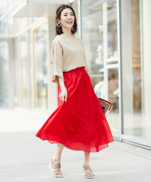 RIVE DROITE（リヴドロワ）の「【洗える】コットンシルクローンマキシスカート（スカート・レディース・ブラック/パープル/イエロー/レッド・FREE）」の21枚目の写真