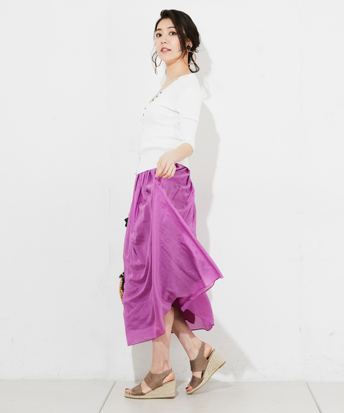 RIVE DROITE（リヴドロワ）の「【洗える】コットンシルクローンマキシスカート（スカート・レディース・ブラック/パープル/イエロー/レッド・FREE）」の15枚目の写真