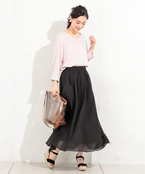 RIVE DROITE（リヴドロワ）の「【洗える】コットンシルクローンマキシスカート（スカート・レディース・ブラック/パープル/イエロー/レッド・FREE）」の14枚目の写真