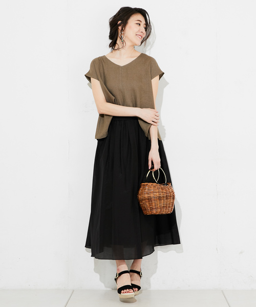 RIVE DROITE（リヴドロワ）の「【洗える】コットンシルクローンマキシスカート（スカート・レディース・ブラック/パープル/イエロー/レッド・FREE）」の8枚目の写真