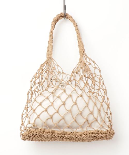 Re:EDIT（リエディ）の「巾着付きフィッシュネットバッグ（トートバッグ・レディース・ブラック/ベージュ/アイボリー・FREE）」の4枚目の写真