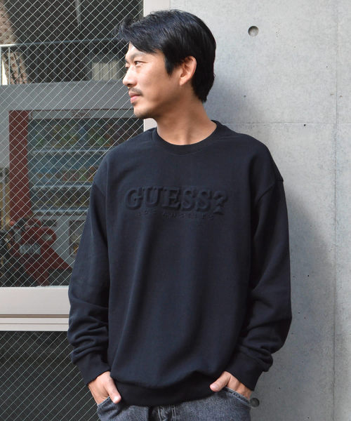 Guess(ゲス)の「GUESS/ゲス オリジナル エンボス加工 クルーネック スウェット L/S Original Sweatshirts(スウェット・メンズ・ブラック/グレー/ベージュ・S/M/L/XL)」の1枚目の写真