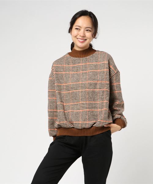 SpRay（スプレイ）の「【WEB限定】グレンチェックリブハイネック（スウェット・レディース・ブラック/ブラウン/グレー/キャメル・FREE）」の8枚目の写真