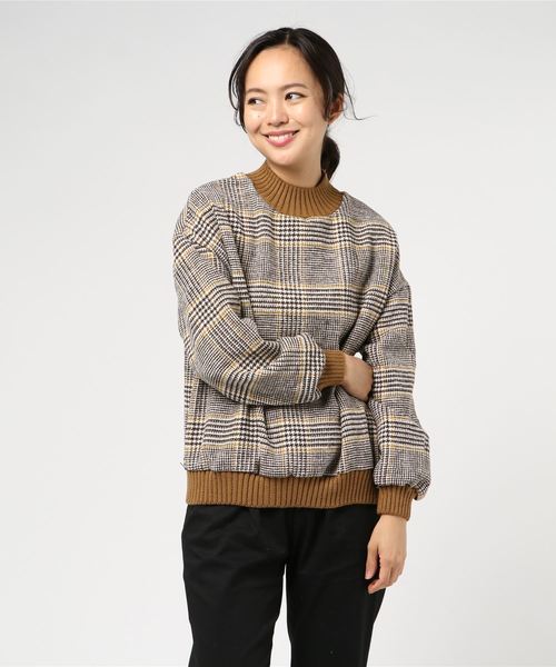 SpRay（スプレイ）の「【WEB限定】グレンチェックリブハイネック（スウェット・レディース・ブラック/ブラウン/グレー/キャメル・FREE）」の7枚目の写真