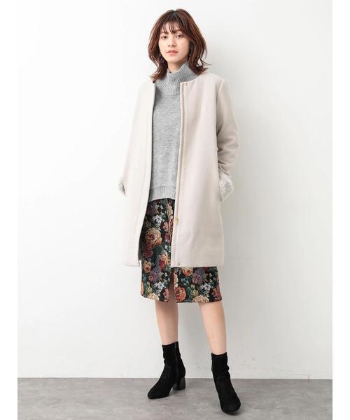 YECCA VECCA（イェッカヴェッカ）の「P.袖ファー ノーカラーコート（ダウンジャケット/コート・レディース・ライトベージュ/キャメル/ネイビー・FREE）」の8枚目の写真