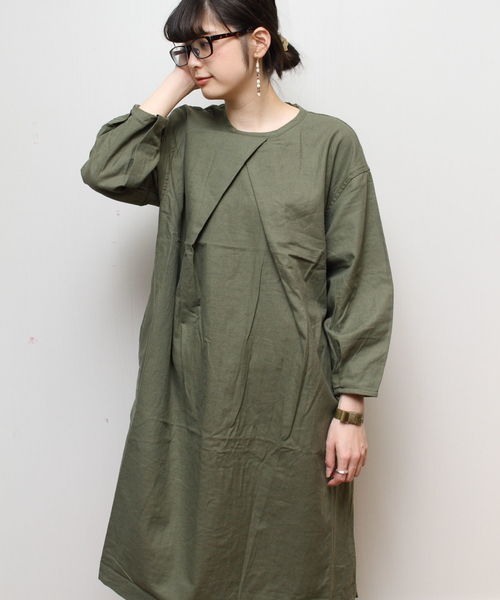 Brocante（ブロカント）の「Brocante/ブロカント　プリエワンピース　37-142（ワンピース・レディース・ネイビー/オリーブ・2）」の9枚目の写真