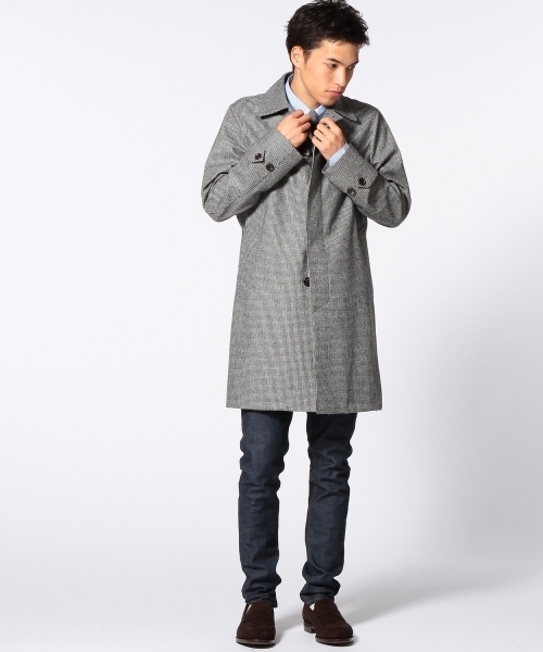『ユナイテッドアローズ』カノニコ生地 ハウンドトゥース ステンカラーコート XL UNITED ARROWS（ユナイテッドアローズ）の「UAB ハウンドトゥース