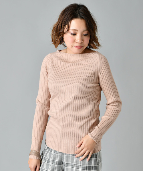 COLLAGE GALLARDAGALANTE(コラージュガリャルダガランテ)の「スクエアリブニットプルオーバー(ニット/セーター・レディース・ライトグレー/オフホワイト/パープル/ピンク・FREE)」の4枚目の写真