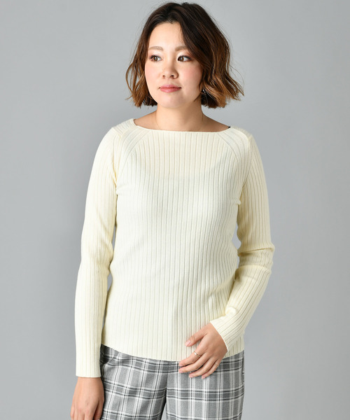 COLLAGE GALLARDAGALANTE(コラージュガリャルダガランテ)の「スクエアリブニットプルオーバー(ニット/セーター・レディース・ライトグレー/オフホワイト/パープル/ピンク・FREE)」の6枚目の写真