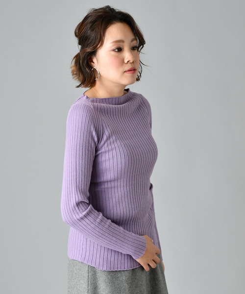 COLLAGE GALLARDAGALANTE(コラージュガリャルダガランテ)の「スクエアリブニットプルオーバー(ニット/セーター・レディース・ライトグレー/オフホワイト/パープル/ピンク・FREE)」の12枚目の写真