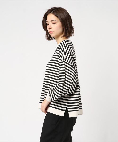 rps（アールピーエス）の「ボリューム袖ボーダーニットプルオーバー（ニット/セーター・レディース・ブラック/ネイビー/ラベンダー/杢グレー・M）」の14枚目の写真