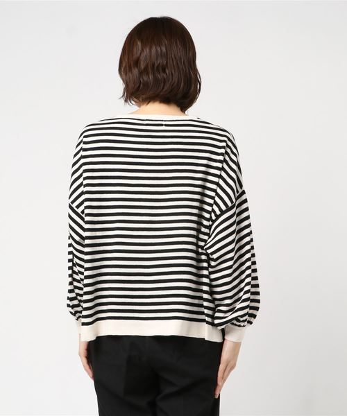 rps（アールピーエス）の「ボリューム袖ボーダーニットプルオーバー（ニット/セーター・レディース・ブラック/ネイビー/ラベンダー/杢グレー・M）」の13枚目の写真