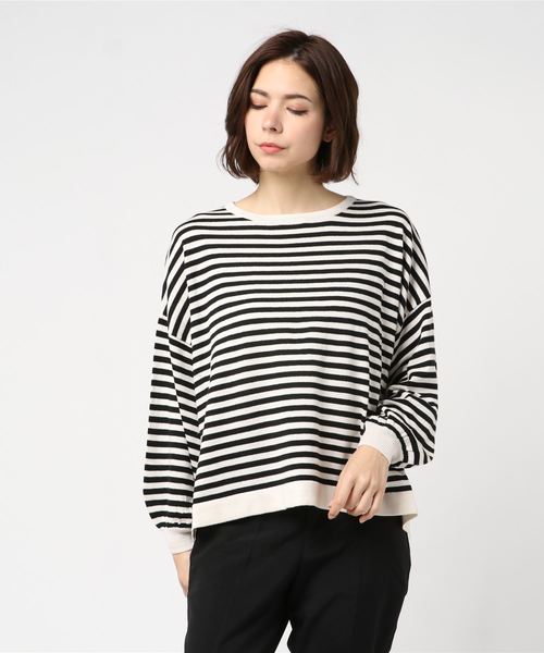 rps（アールピーエス）の「ボリューム袖ボーダーニットプルオーバー（ニット/セーター・レディース・ブラック/ネイビー/ラベンダー/杢グレー・M）」の15枚目の写真