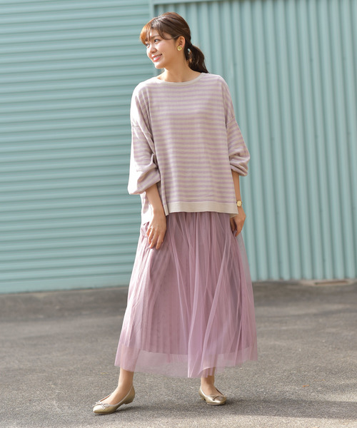 rps（アールピーエス）の「ボリューム袖ボーダーニットプルオーバー（ニット/セーター・レディース・ブラック/ネイビー/ラベンダー/杢グレー・M）」の11枚目の写真