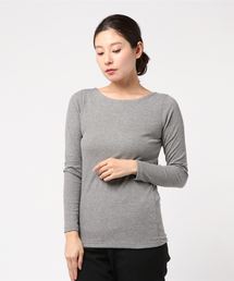 前身頃2枚仕立てで透けにくい ネックデザインが選べる テレコリブカットソー