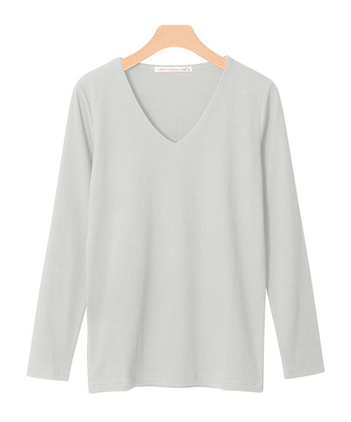 Pierrot（ピエロ）の「前身頃2枚仕立てで透けにくい ネックデザインが選べる テレコリブカットソー（Tシャツ/カットソー・レディース・グレー系その他3/ホワイト系その他5/パープル系その他3/オフホワイト/ブラック系その他/パープル系その他2/杢グレー/ライトグレー/グリーン系その他2/ブラウン系その他2/グリーン系その他3/ブルー系その他/ブラック系その他2/オレンジ系その他2/オレンジ系その他/グリーン系その他/ブラック系その他5/オレンジ系その他3/ブラック系その他4/パープル系その他/ブラック/ブラック系その他3/ネイビー/ホワイト系その他2/ブラウン系その他3/グレー系その他2/ホワイト系その他4/ブラウン系その他/ホワイト系その他/ブルー系その他2/ホワイト系その他3/グレー系その他4/グレー系その他・L/M）」の14枚目の写真