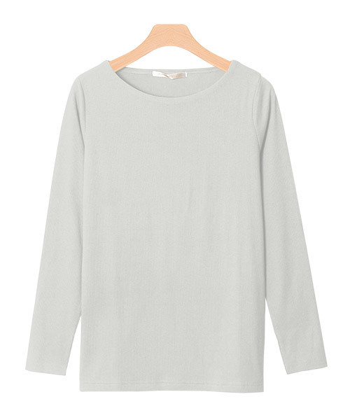 Pierrot（ピエロ）の「前身頃2枚仕立てで透けにくい ネックデザインが選べる テレコリブカットソー（Tシャツ/カットソー・レディース・グレー系その他3/ホワイト系その他5/パープル系その他3/オフホワイト/ブラック系その他/パープル系その他2/杢グレー/ライトグレー/グリーン系その他2/ブラウン系その他2/グリーン系その他3/ブルー系その他/ブラック系その他2/オレンジ系その他2/オレンジ系その他/グリーン系その他/ブラック系その他5/オレンジ系その他3/ブラック系その他4/パープル系その他/ブラック/ブラック系その他3/ネイビー/ホワイト系その他2/ブラウン系その他3/グレー系その他2/ホワイト系その他4/ブラウン系その他/ホワイト系その他/ブルー系その他2/ホワイト系その他3/グレー系その他4/グレー系その他・L/M）」の18枚目の写真