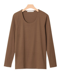 Pierrot | 前身頃2枚仕立てで透けにくい ネックデザインが選べる テレコリブカットソー(Tシャツ/カットソー)