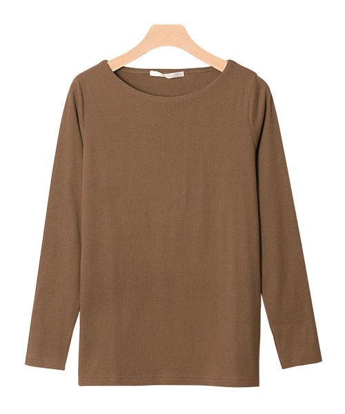 Pierrot（ピエロ）の「前身頃2枚仕立てで透けにくい ネックデザインが選べる テレコリブカットソー（Tシャツ/カットソー・レディース・グレー系その他3/ホワイト系その他5/パープル系その他3/オフホワイト/ブラック系その他/パープル系その他2/杢グレー/ライトグレー/グリーン系その他2/ブラウン系その他2/グリーン系その他3/ブルー系その他/ブラック系その他2/オレンジ系その他2/オレンジ系その他/グリーン系その他/ブラック系その他5/オレンジ系その他3/ブラック系その他4/パープル系その他/ブラック/ブラック系その他3/ネイビー/ホワイト系その他2/ブラウン系その他3/グレー系その他2/ホワイト系その他4/ブラウン系その他/ホワイト系その他/ブルー系その他2/ホワイト系その他3/グレー系その他4/グレー系その他・L/M）」の21枚目の写真