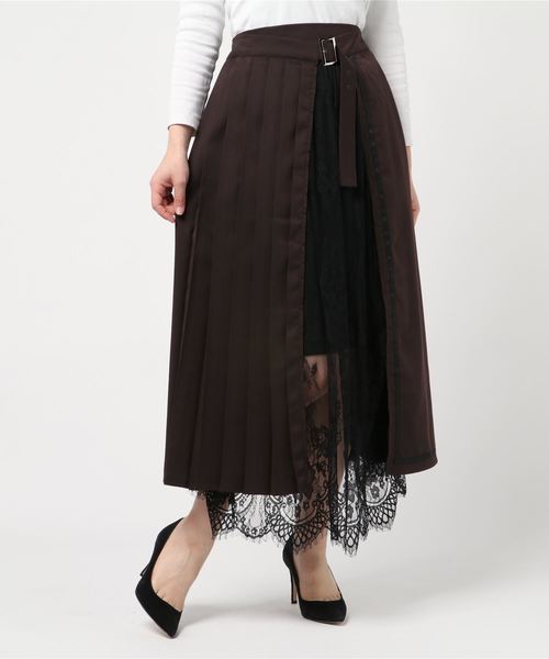 archives(アルシーヴ)の「プリーツ×レーススカート(スカート・レディース・ブラック/ブラウン/ベージュ・MEDIUM)」の7枚目の写真