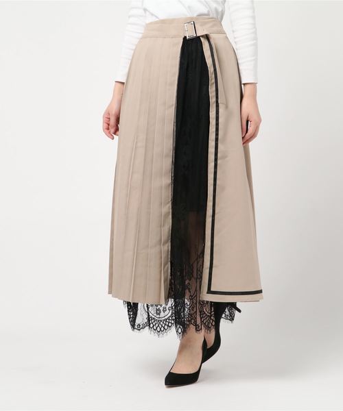 archives(アルシーヴ)の「プリーツ×レーススカート(スカート・レディース・ブラック/ブラウン/ベージュ・MEDIUM)」の6枚目の写真