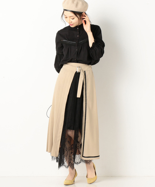archives(アルシーヴ)の「プリーツ×レーススカート(スカート・レディース・ブラック/ブラウン/ベージュ・MEDIUM)」の8枚目の写真