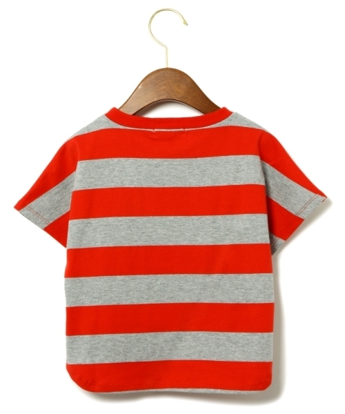 green label relaxing（グリーンレーベルリラクシング）の「バイボーダー ドルマン ショートスリーブ（Tシャツ/カットソー・キッズ・レッド/イエロー・95/105/125/115）」の3枚目の写真