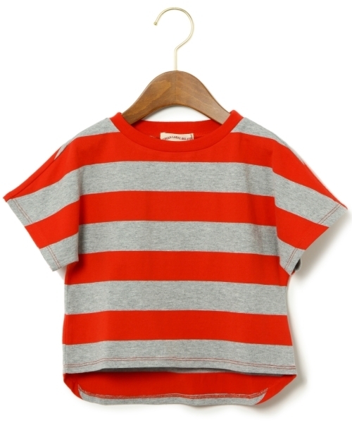 green label relaxing（グリーンレーベルリラクシング）の「バイボーダー ドルマン ショートスリーブ（Tシャツ/カットソー・キッズ・レッド/イエロー・95/105/125/115）」の6枚目の写真