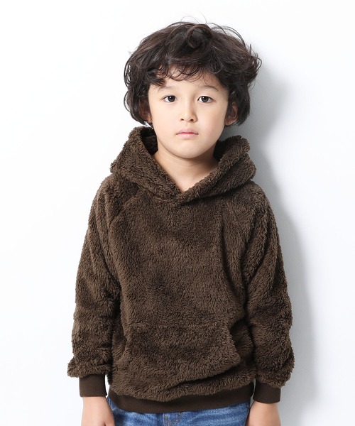 devirock(デビロック)の「ボアフリースプルパーカー(パーカー・キッズ・ベージュ/ブラウン/モカ/チャコール/ダークベージュ・110cm/100cm/120cm/130cm/140cm/150cm/160cm)」の3枚目の写真