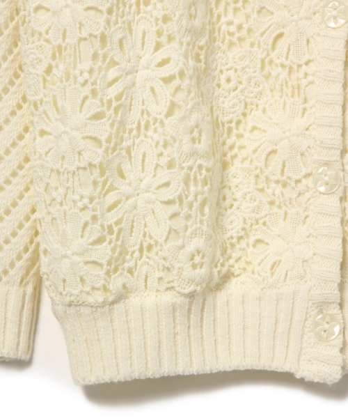 green label relaxing（グリーンレーベルリラクシング）の「【KIDS】レース スカシアミ カーディガン ◆（カーディガン/ボレロ・キッズ・オフホワイト/イエロー・105/115/125/95）」の7枚目の写真